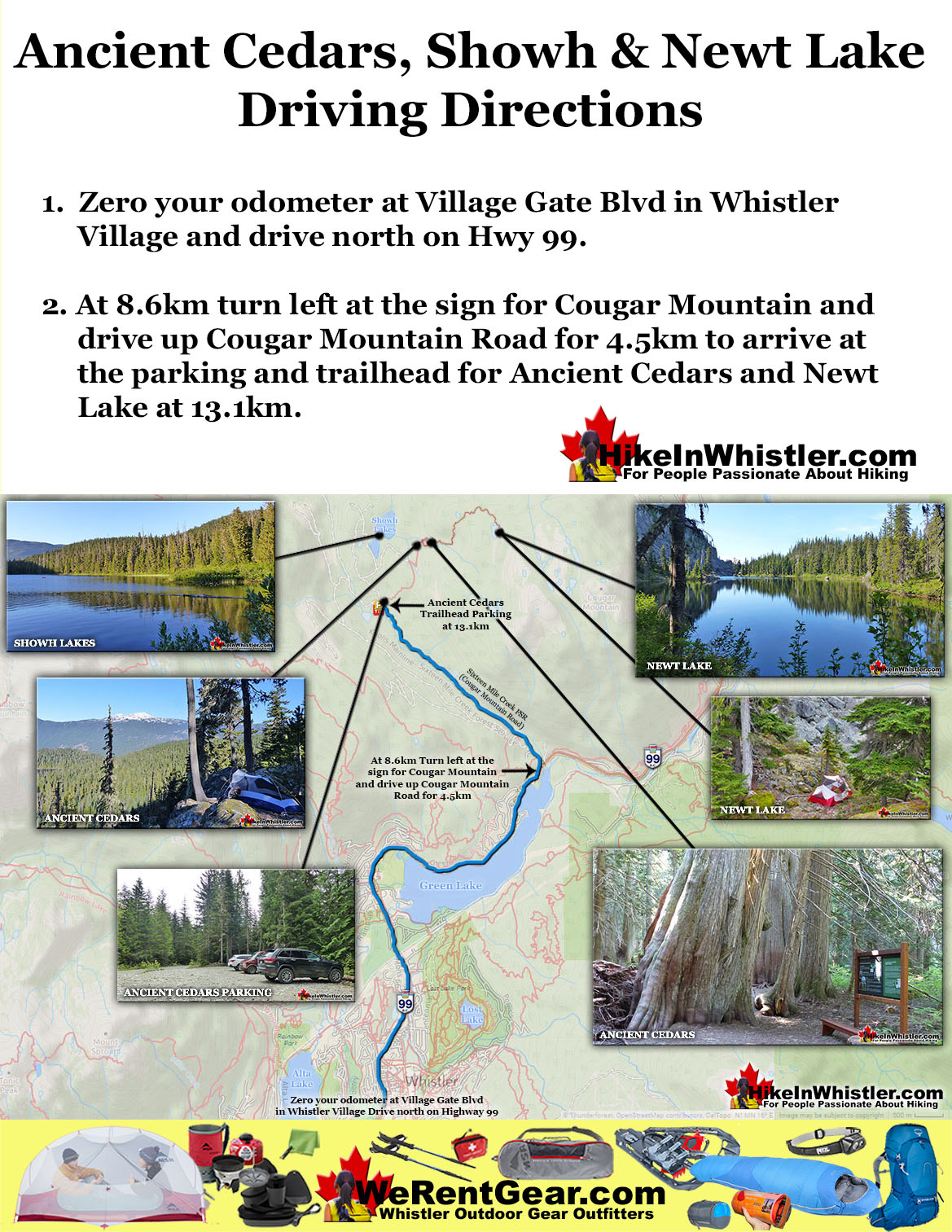 Ancient Cedars, Showh and Newt Lake Directions Map v5