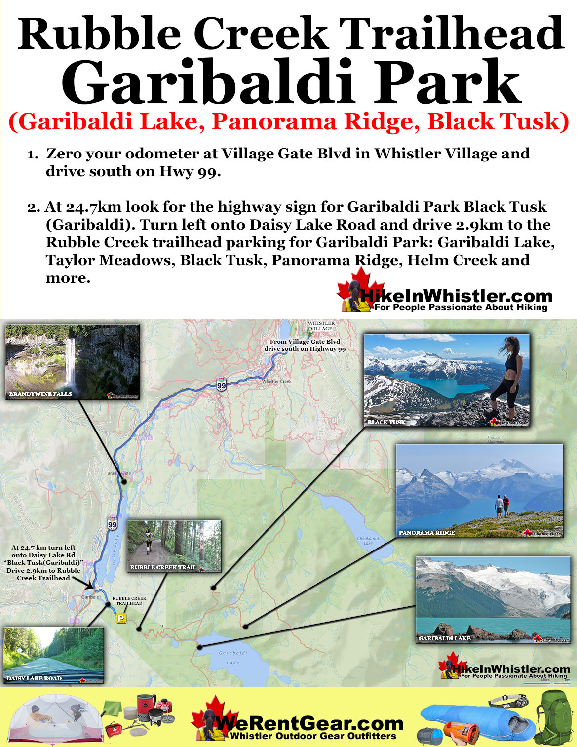 Rubble Creek Trailhead Directions Map to Black Tusk