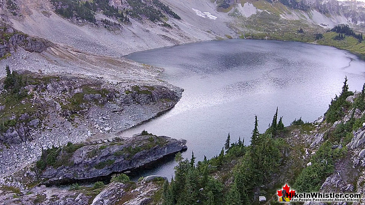 Cirque Lake empties bottom left toward Cirque Falls