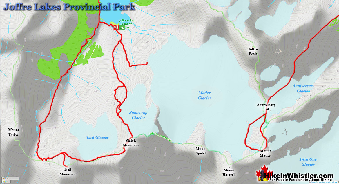 Joffre Lakes Provincial Park Glaciers Map
